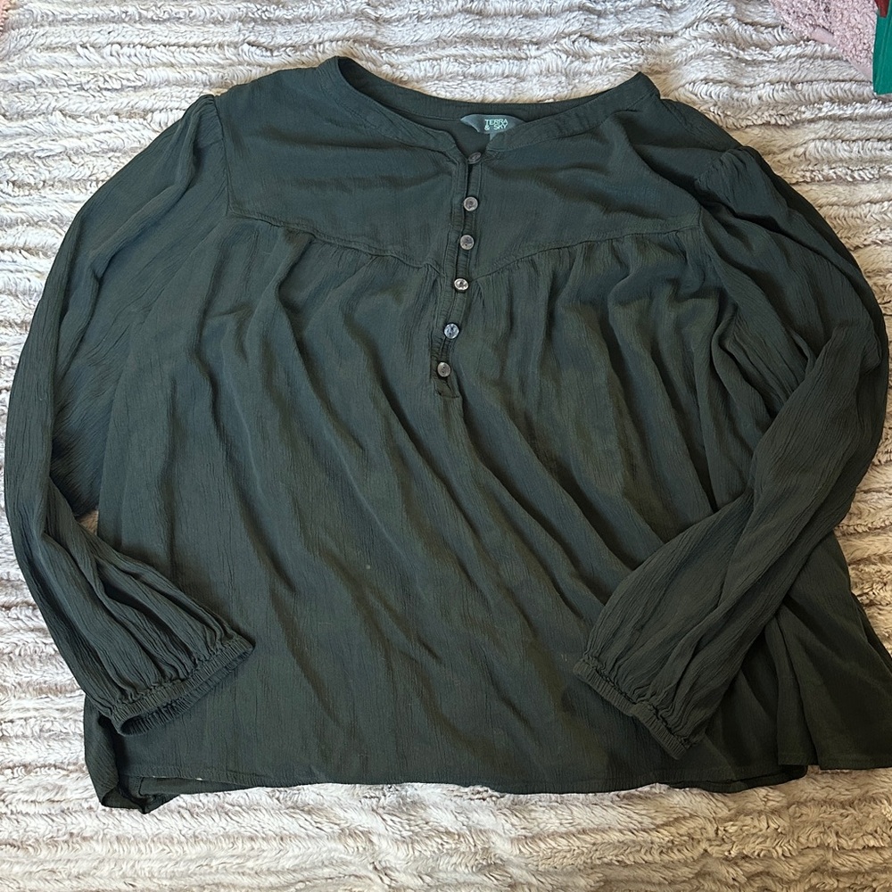 Terra & Sky Dark Green Blouse